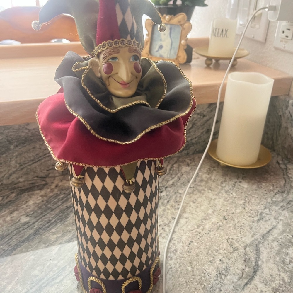 Harlequin Jester Decorative Figurine wine holder  - Red, Black, Gold
